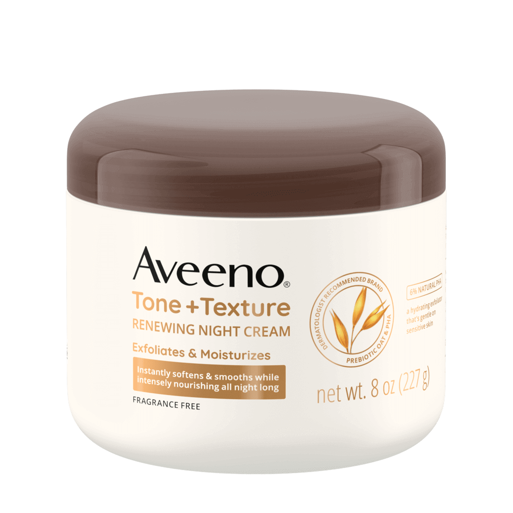 Aveeno Tone + Texture Gentle Renewing Night Cream - 8oz | Discover skin care, face cream, lip gloss, sunscreen, and korean skin care products at Sapphire Beauty Booth— a trusted cosmetic shop near me and makeup store near me.