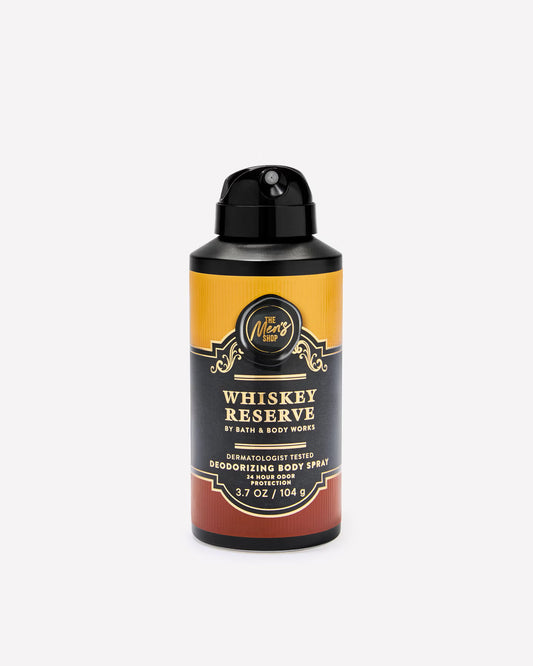 Bath & Body Works Whiskey Reserve Deodorizing Body Spray - 104 g | Discover skin care, face cream, lip gloss, sunscreen, and korean skin care products at Sapphire Beauty Booth— a trusted cosmetic shop near me and makeup store near me. | Sapphire Beauty Ghana | Same Day Delivery Available
