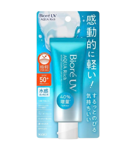 Biore UV Aqua Rich Watery Essence Sunscreen SPF 50+ PA++++ - 70g | Discover skin care, face cream, lip gloss, sunscreen, and korean skin care products at Sapphire Beauty Booth— a trusted cosmetic shop near me and makeup store near me. | Sapphire Beauty Ghana | Same Day Delivery Available
