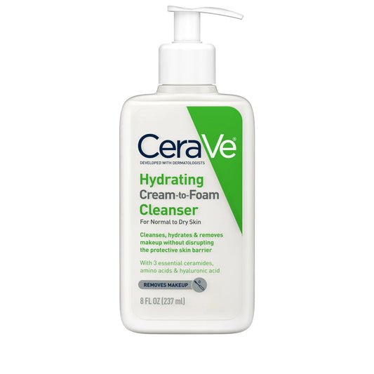 CeraVe Hydrating Cream-to-Foam Cleanser - 8oz | Discover skin care, face cream, lip gloss, sunscreen, and korean skin care products at Sapphire Beauty Booth— a trusted cosmetic shop near me and makeup store near me.