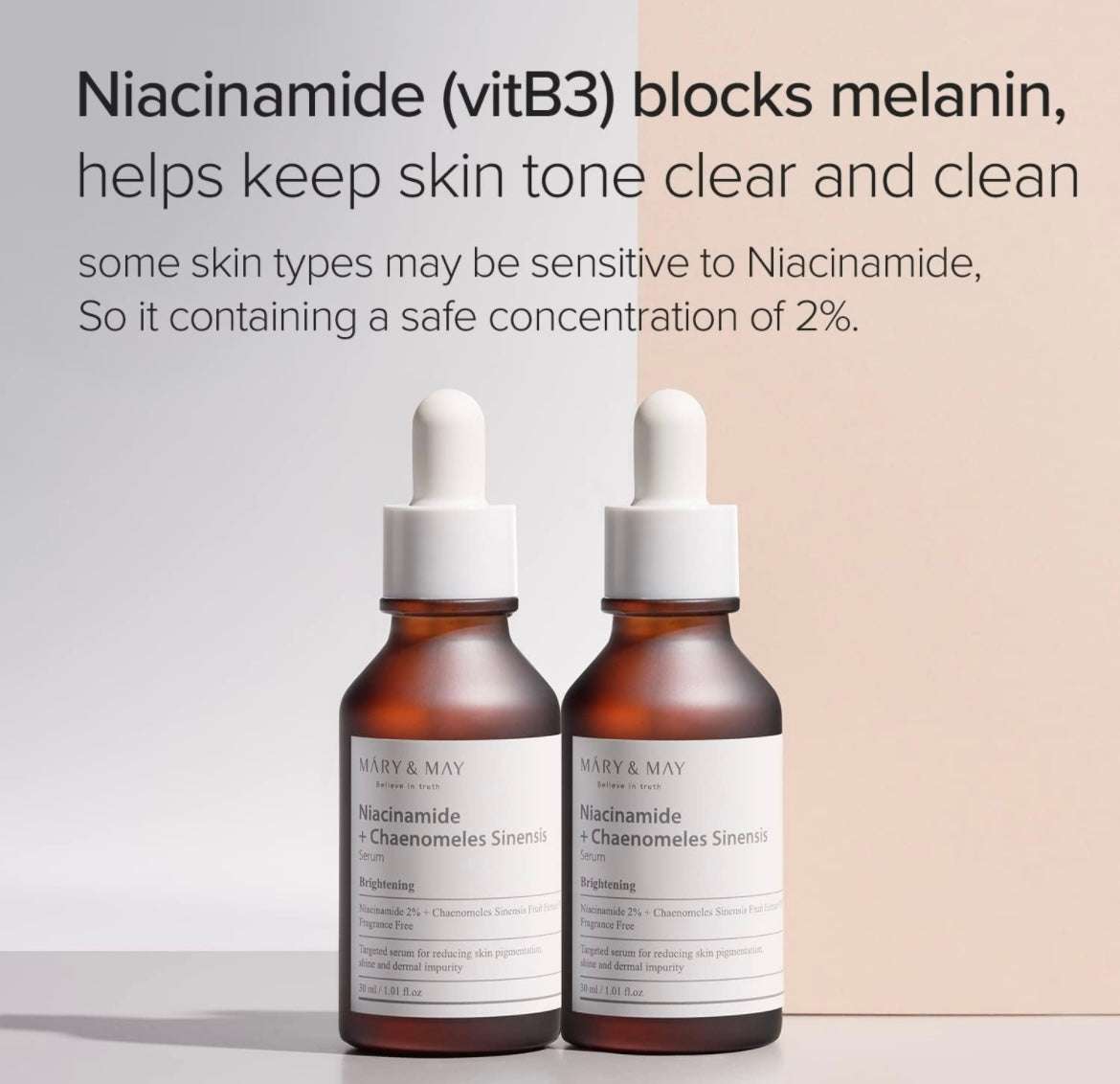 Mary & May Niacinamide + Chaenomeles Sinensis Serum - 30ml - Sapphire Beauty Booth