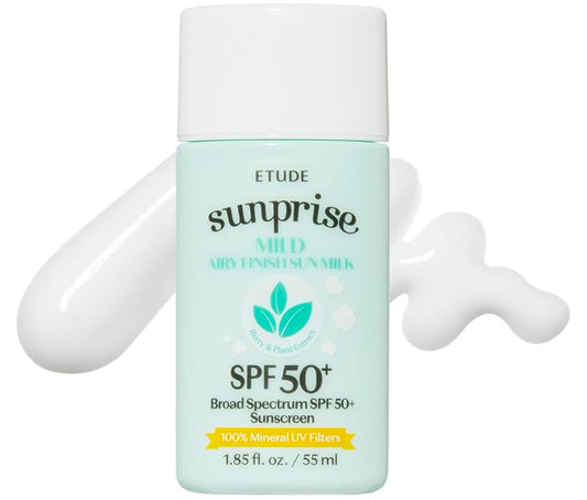 Etude Sunprise Mild Airy Finish Sun Milk - 55ml | Discover skin care, face cream, lip gloss, sunscreen, and korean skin care products at Sapphire Beauty Booth— a trusted cosmetic shop near me and makeup store near me.