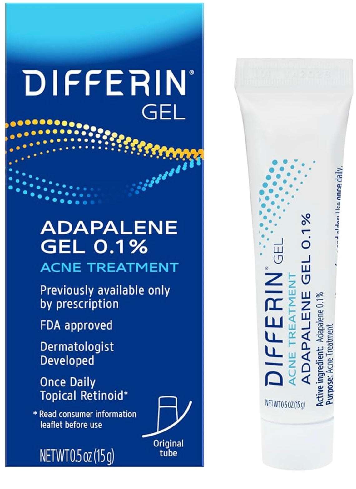 Differin Acne Treatment Gel, 30 Day Supply, Retinoid Treatment for Face with 0.1% Adapalene - 15g - Sapphire Beauty Booth