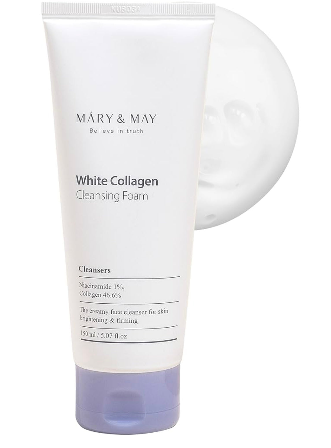 Mary and May White Collagen Cleansing Foam - 150ml - Brightening Moisture Gel Cream, Anti-Blemish Body Lotion, skin moisturizer, dark spot correcting serum, needly daily toner pad, oil cleansers, moisturizing sunscreen, hand cream - Sapphire Beauty Booth