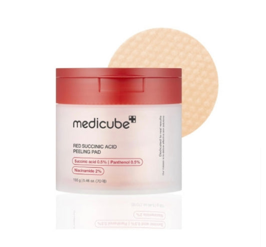Medicube Red Succinic Acid Peeling Pad - 70 pads - Brightening Moisture Gel Cream, Anti-Blemish Body Lotion, skin moisturizer, dark spot correcting serum, needly daily toner pad, oil cleansers, moisturizing sunscreen, hand cream - Sapphire Beauty Booth
