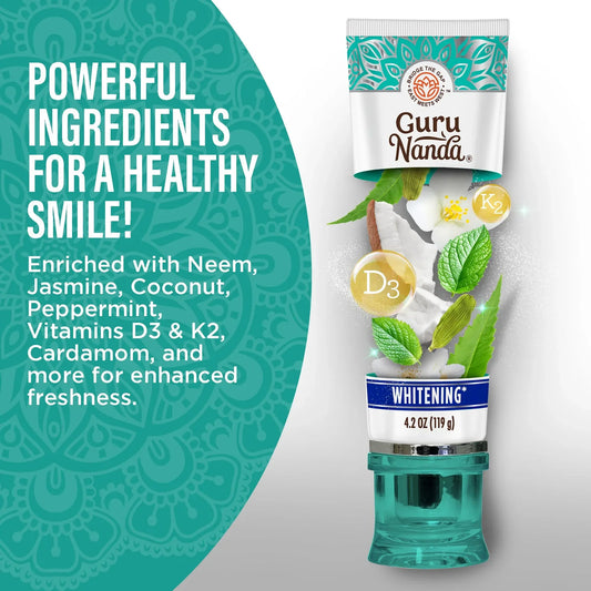 Guru Nanda Fluoride-Free Whitening Toothpaste With Hydroxyapatite - 119g