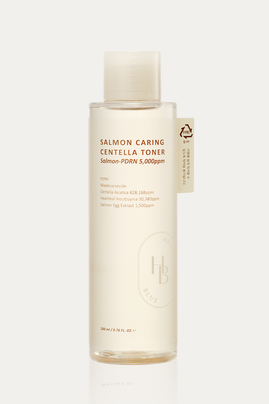 HEVEBLUE Salmon Caring Centella Toner - 200ml | Discover skin care, face cream, lip gloss, sunscreen, and korean skin care products at Sapphire Beauty Booth— a trusted cosmetic shop near me and makeup store near me.