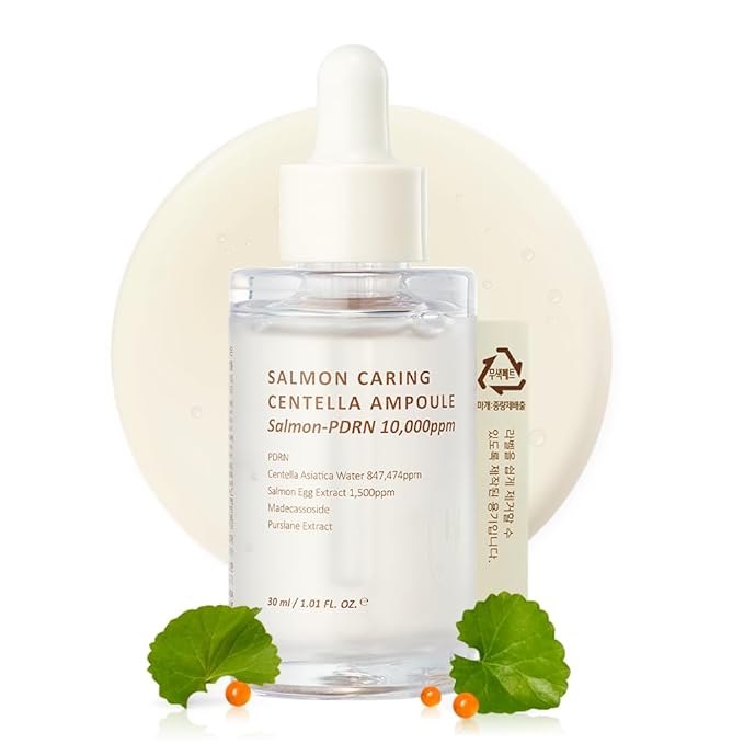 Heveblue Salmon Caring Centella Ampoule - 30ml | Discover skin care, face cream, lip gloss, sunscreen, and korean skin care products at Sapphire Beauty Booth— a trusted cosmetic shop near me and makeup store near me. | Sapphire Beauty Ghana
