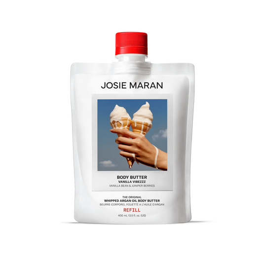 Josie Maran Whipped Argan Oil Body Butter Refill (Vanilla Vibezzz)- 400ml | Discover skin care, face cream, lip gloss, sunscreen, and korean skin care products at Sapphire Beauty Booth— a trusted cosmetic shop near me and makeup store near me.