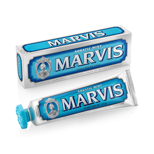 Marvis Aquatic Mint Toothpaste - 75ml | Discover skin care, face cream, lip gloss, sunscreen, and korean skin care products at Sapphire Beauty Booth— a trusted cosmetic shop near me and makeup store near me.