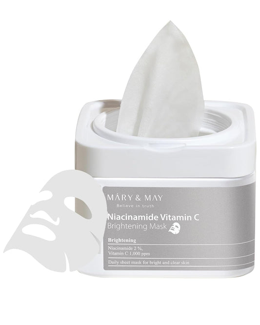 Mary & May Niacinamide Vitamin C Brightening Mask - 30 Masks | Discover skin care, face cream, lip gloss, sunscreen, and korean skin care products at Sapphire Beauty Booth— a trusted cosmetic shop near me and makeup store near me. | Sapphire Beauty Ghana
