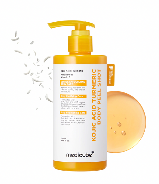 Medicube Kojic Acid Turmeric Body Peel Shot - 280ml | Discover skin care, face cream, lip gloss, sunscreen, and korean skin care products at Sapphire Beauty Booth— a trusted cosmetic shop near me and makeup store near me. | Sapphire Beauty Ghana | Same Day Delivery Available
