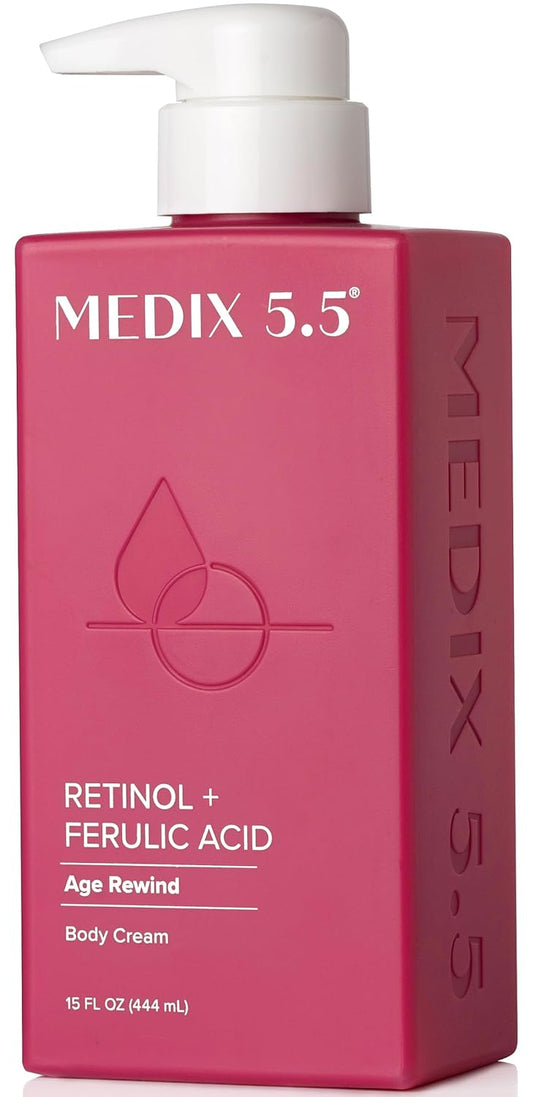 Medix 5.5 Retinol + Ferulic Acid Age Rewind Body Cream - 444ml |Discover skin care, face cream, lip gloss, sunscreen, and korean skin care products at Sapphire Beauty Booth— a trusted cosmetic shop near me and makeup store near me. | Sapphire Beauty Ghana
