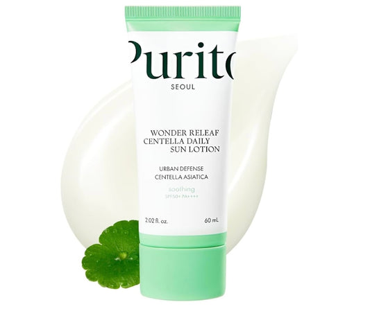 Purito Wonder Releaf Centella Daily Sun Lotion - 60ml | Discover skin care, face cream, lip gloss, sunscreen, and korean skin care products at Sapphire Beauty Booth— a trusted cosmetic shop near me and makeup store near me.