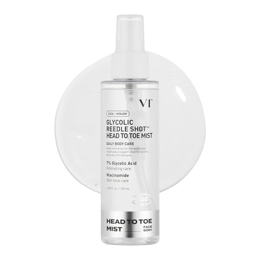 VT Cosmetics Glycolic Reedle Shot Head To Toe Mist - 120 ml | Discover skin care, face cream, lip gloss, sunscreen, and korean skin care products at Sapphire Beauty Booth— a trusted cosmetic shop near me and makeup store near me. | Sapphire Beauty Ghana | Same Day Delivery Available