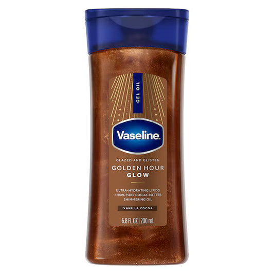 Vaseline Glazed & Glisten Golden Hour Glow Body Gel Oil - 200ml | Discover skin care, face cream, lip gloss, sunscreen, and korean skin care products at Sapphire Beauty Booth— a trusted cosmetic shop near me and makeup store near me.