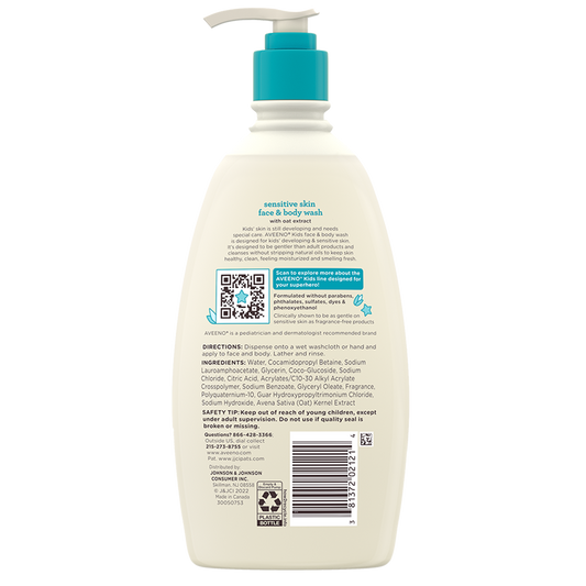 Aveeno Kids Sensitive Skin Face and Body Wash - 532ml