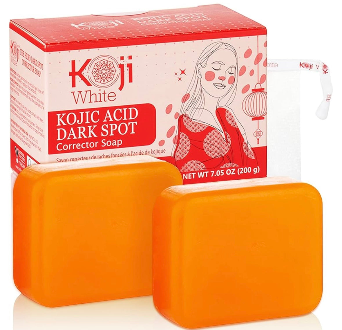 Koji White Kojic Acid Dark Spot Corrector Soap -  (2 Bars) | Discover skin care, face cream, lip gloss, sunscreen, and korean skin care products at Sapphire Beauty Booth— a trusted cosmetic shop near me and makeup store near me.